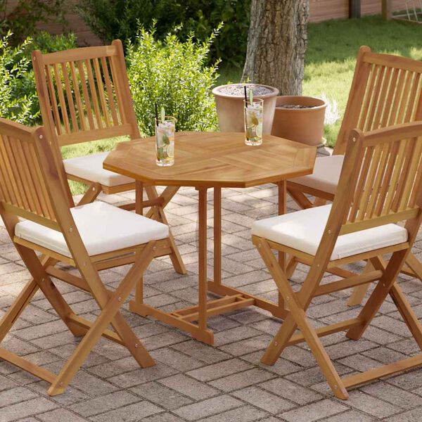 vidaXL Tablero de mesa octogonal de madera maciza de teca 80x80x2,5 cm