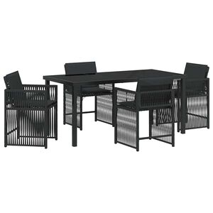vidaXL Conjunto de Comedor de Jard&iacute;n 5 pcs Negro rat&aacute;n sint&eacute;tico