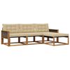 vidaXL Conjunto de sof&aacute;s de exterior con coj&iacute;n 4 pcs Natural y Beige