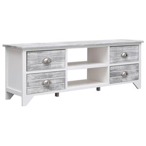 vidaXL Mueble para TV madera de paulownia blanco y gris 108x30x40 cm