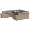vidaXL Set de sof&aacute;s de jard&iacute;n 11pzas con cojines rat&aacute;n sint&eacute;tico beige
