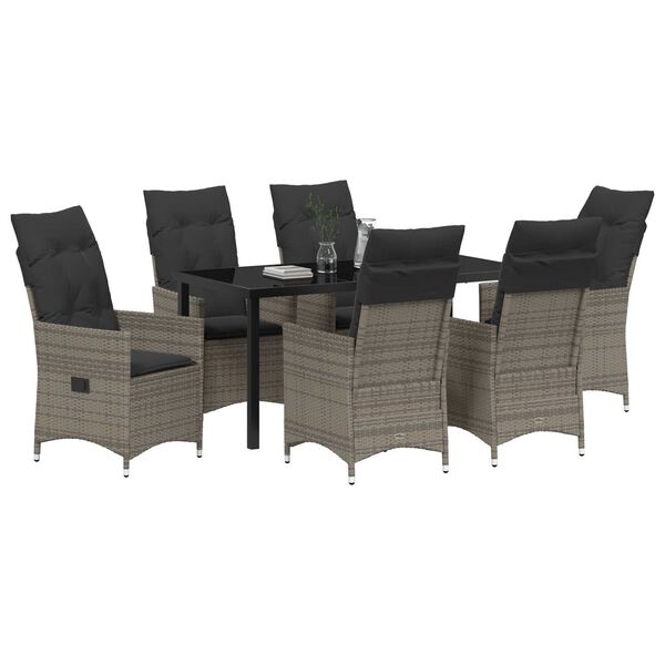vidaXL Conjunto de Comedor de Jardín 7 pcs Gris ratán sintético