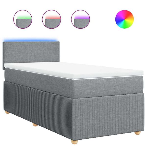 vidaXL Cama box spring con colch&oacute;n tela gris claro 90x200 cm