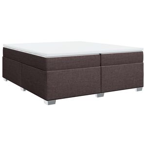 vidaXL Cama box spring con colch&oacute;n tela marr&oacute;n oscuro 200x200 cm