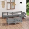 vidaXL Juego de muebles de jard&iacute;n 7 piezas madera maciza de pino gris