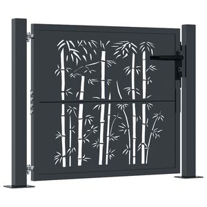 vidaXL Puerta de jard&iacute;n antracita 100x75 cm acero dise&ntilde;o bamb&uacute;