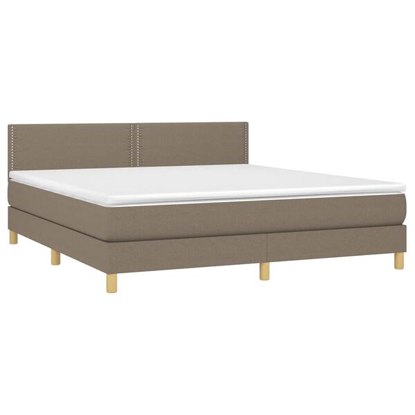 vidaXL Cama box spring con colch&oacute;n tela gris taupe 180x200 cm