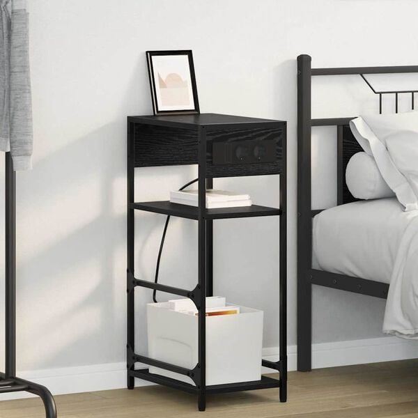 vidaXL Armario de Noche Roble Negro 40 x 27 x 76 cm