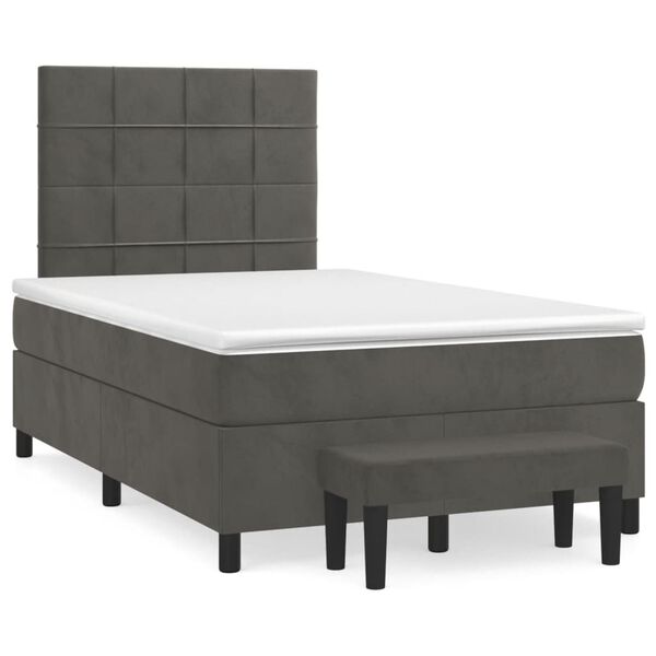 vidaXL Cama box spring con colch&oacute;n terciopelo gris oscuro 120x190 cm