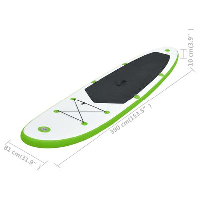 vidaXL Juego de tabla paddle surf inflable verde y blanco