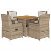 vidaXL Set comedor de jardín 5 pzas con cojines ratán sintético beige