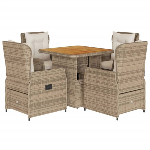vidaXL Set comedor de jardín 5 pzas con cojines ratán sintético beige