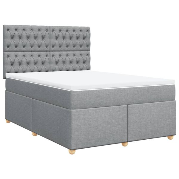vidaXL Cama box spring con colch&oacute;n tela gris claro 160x200 cm