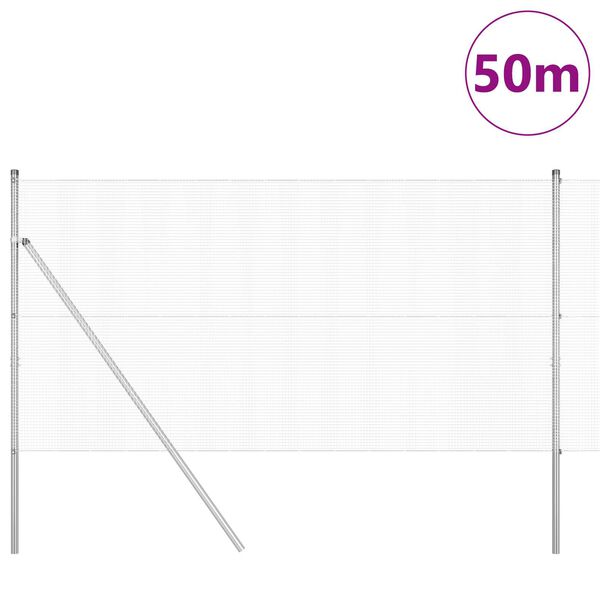 vidaXL Poste de Valla Plateado 50 x 1,2 m (malla de 12 x 12 mm) Acero
