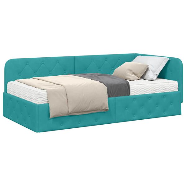 vidaXL Estructura de cama en esquina Tuquesa 90 x 190 cm Terciopelo