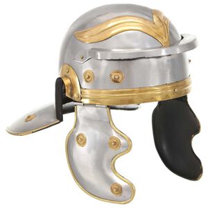 vidaXL R&eacute;plica de casco de soldado romano rol en vivo acero plateado