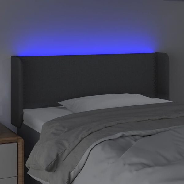 vidaXL Cabecero con luces LED de tela gris oscuro 93x16x78/88 cm