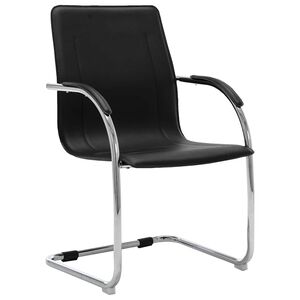 vidaXL Silla de oficina voladiza de cuero sint&eacute;tico negra
