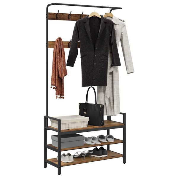 vidaXL Perchero Madera vieja 95 x 34 x 184 cm Madera contrachapada