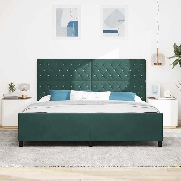 vidaXL Cama tipo Box Spring Verde oscuro 200 x 200 cm Terciopelo