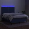 vidaXL Cama box spring colch&oacute;n y luces LED tela azul 140x200 cm
