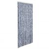 vidaXL Cortina mosquitera chenilla azul blanco y plateado 100x220 cm