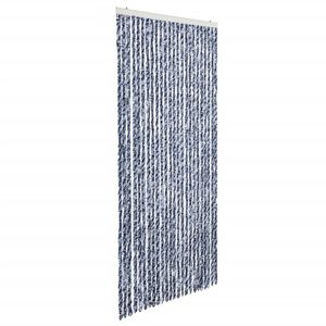 vidaXL Cortina mosquitera chenilla azul blanco y plateado 100x220 cm