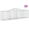 vidaXL Cestas de gaviones 9 uds forma de arco hierro 300x50x80/100 cm