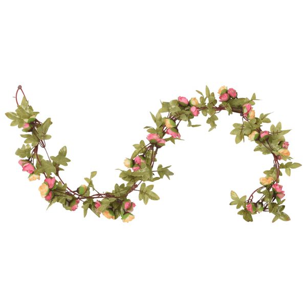vidaXL Guirnaldas de flores de Navidad 6 uds rosa 215 cm
