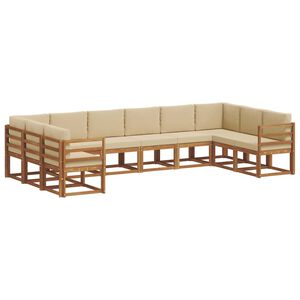 vidaXL Conjunto de sof&aacute;s de exterior con coj&iacute;n 10 pcs Natural y Beige