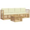 vidaXL Conjunto de sof&aacute;s de exterior 5 pcs Blanco y Crema Poli&eacute;ster