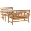 vidaXL Conjunto de sofás de jardín 3 pcs Natural Madera de teca maciza