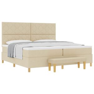 vidaXL Cama tipo Box Spring con colch&oacute;n Crema 200 x 200 cm tela