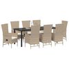 vidaXL Conjunto de Comedor de Jard&iacute;n 9 pcs Beige rat&aacute;n sint&eacute;tico