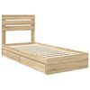 vidaXL Cama con almacenamiento con cabecera Roble Sonoma 90 x 190 cm