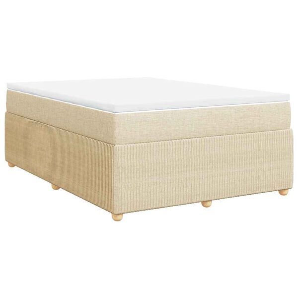 vidaXL Cama box spring con colch&oacute;n tela color crema 140x190 cm