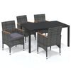 vidaXL Juego muebles jard&iacute;n 5 pzas con cojines rat&aacute;n sint&eacute;tico gris