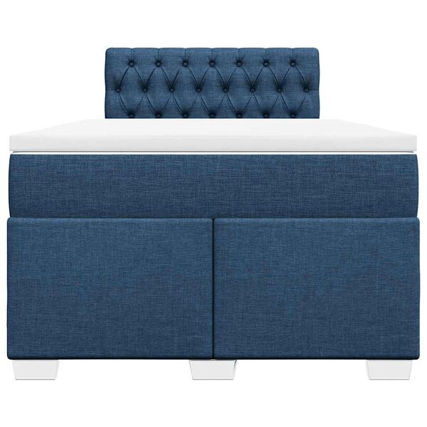 vidaXL Cama box spring con colch&oacute;n tela azul 120x190 cm