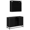 vidaXL Juego de muebles de ba&ntilde;o 2 pcs Roble Negro Madera contrachapada