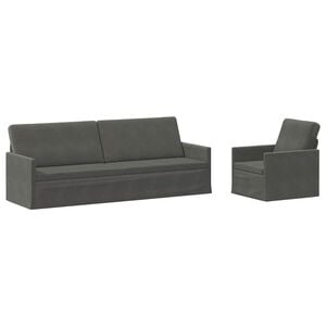 vidaXL Juego de Sof&aacute; 2 pcs Gris oscuro Tela de Pana