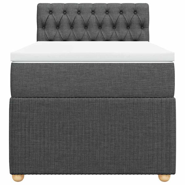 vidaXL Cama box spring con colch&oacute;n tela gris oscuro 100x200 cm
