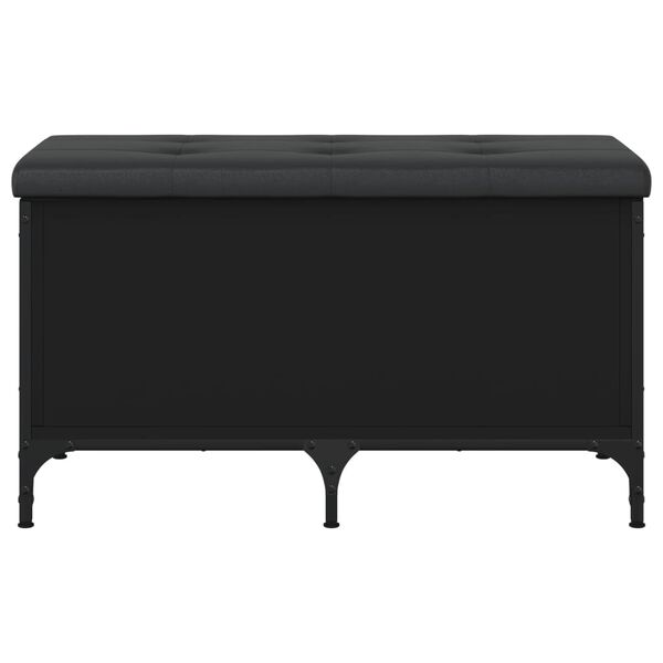 vidaXL Banco con almacenaje madera de ingeniería negro 82x42x45 cm