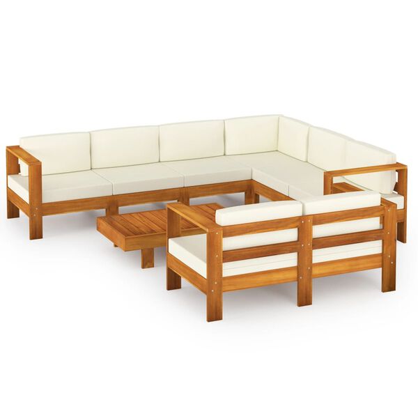 vidaXL Conjunto de jard&iacute;n 8 piezas con cojines 100x60 cm madera de acacia