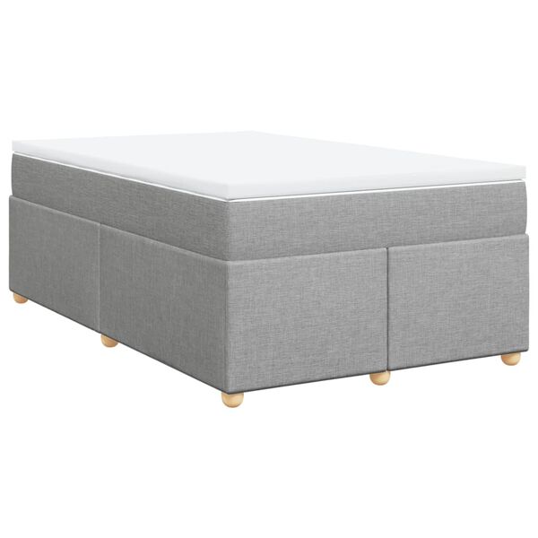 vidaXL Cama box spring con colch&oacute;n tela gris claro 120x200 cm