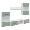 vidaXL Muebles para TV 5 piezas con iluminaci&oacute;n LED verde oliva