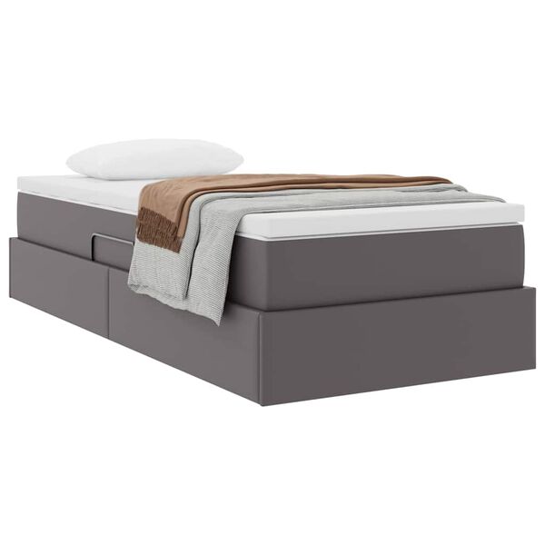 vidaXL Cama con almacenamiento y colch&oacute;n con colch&oacute;n Gris 90 x 190 cm