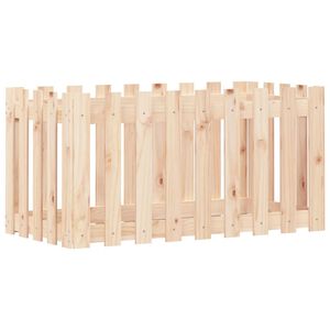 vidaXL Arriate elevado jard&iacute;n con valla madera maciza pino 100x50x50cm