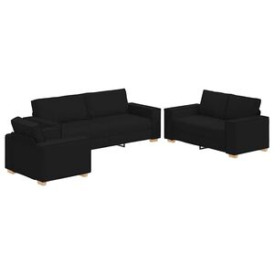 vidaXL Sof&aacute; 3 pcs Negro 220 x 80 x 84 cm Tejido mezcla de lino