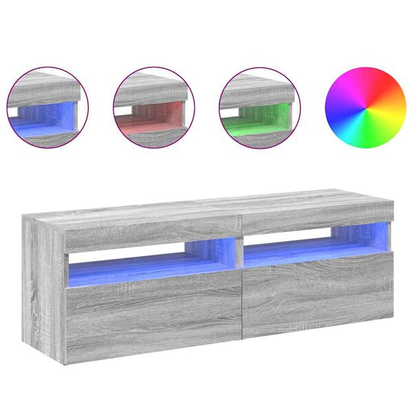 vidaXL Muebles de TV 2 uds con luces LED gris Sonoma 60x35x40 cm