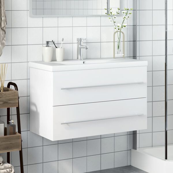 vidaXL Mueble de ba&ntilde;o con lavabo integrado blanco